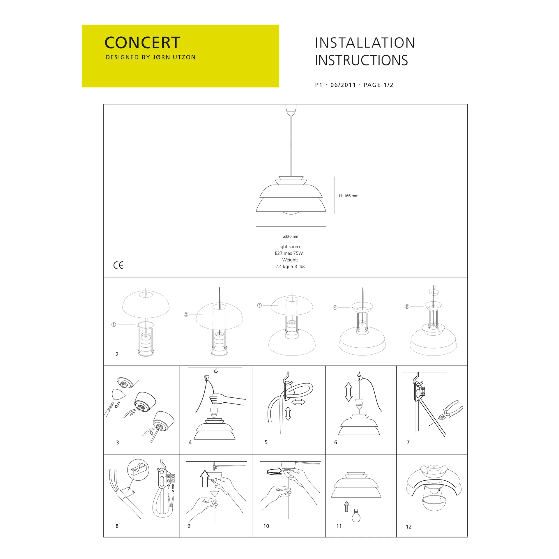 Concert pendel hvid, P1 Fritz Hansen
