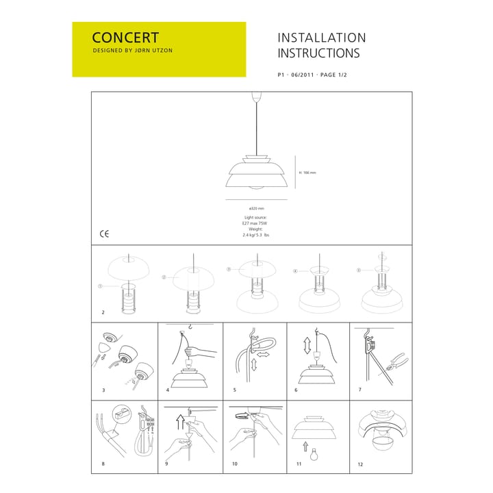 Concert pendel hvid, P1 Fritz Hansen