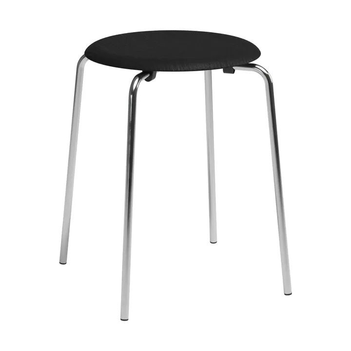Dot rund skammel - Sort ask-krom, Ø32,8x45,5 cm - Fritz Hansen