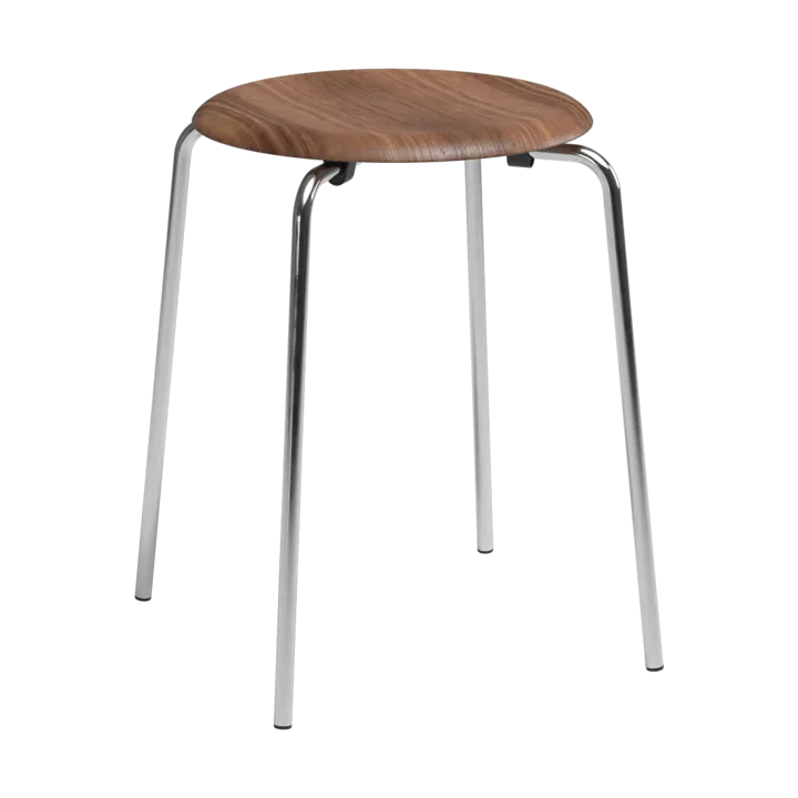 Dot rund skammel - Valnød-krom, Ø32,8x45,5 cm - Fritz Hansen