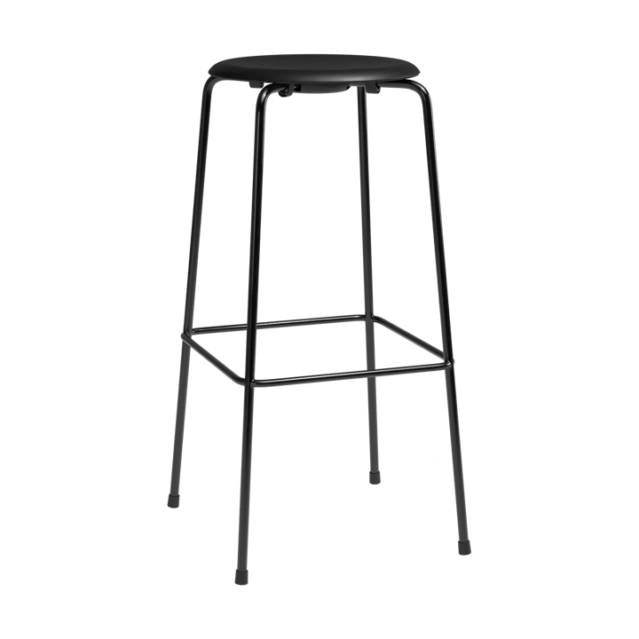 High Dot barstol - Intense sort læder-sort stål - Fritz Hansen