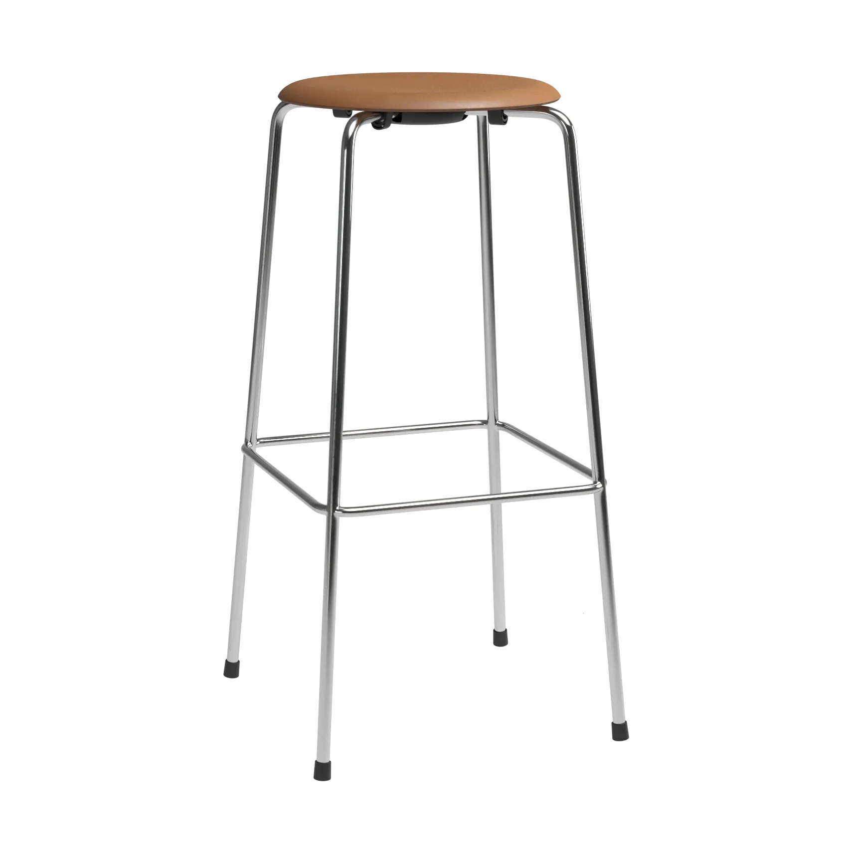 High Dot barstol, Wild walnut læder-krom Fritz Hansen
