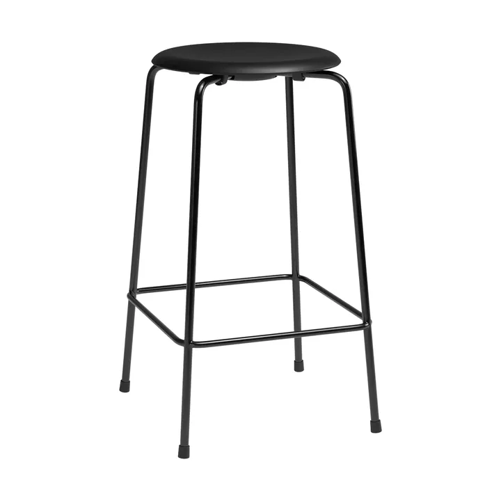 High Dot counter stool 4 ben - Essential black læder-sort stål - Fritz Hansen