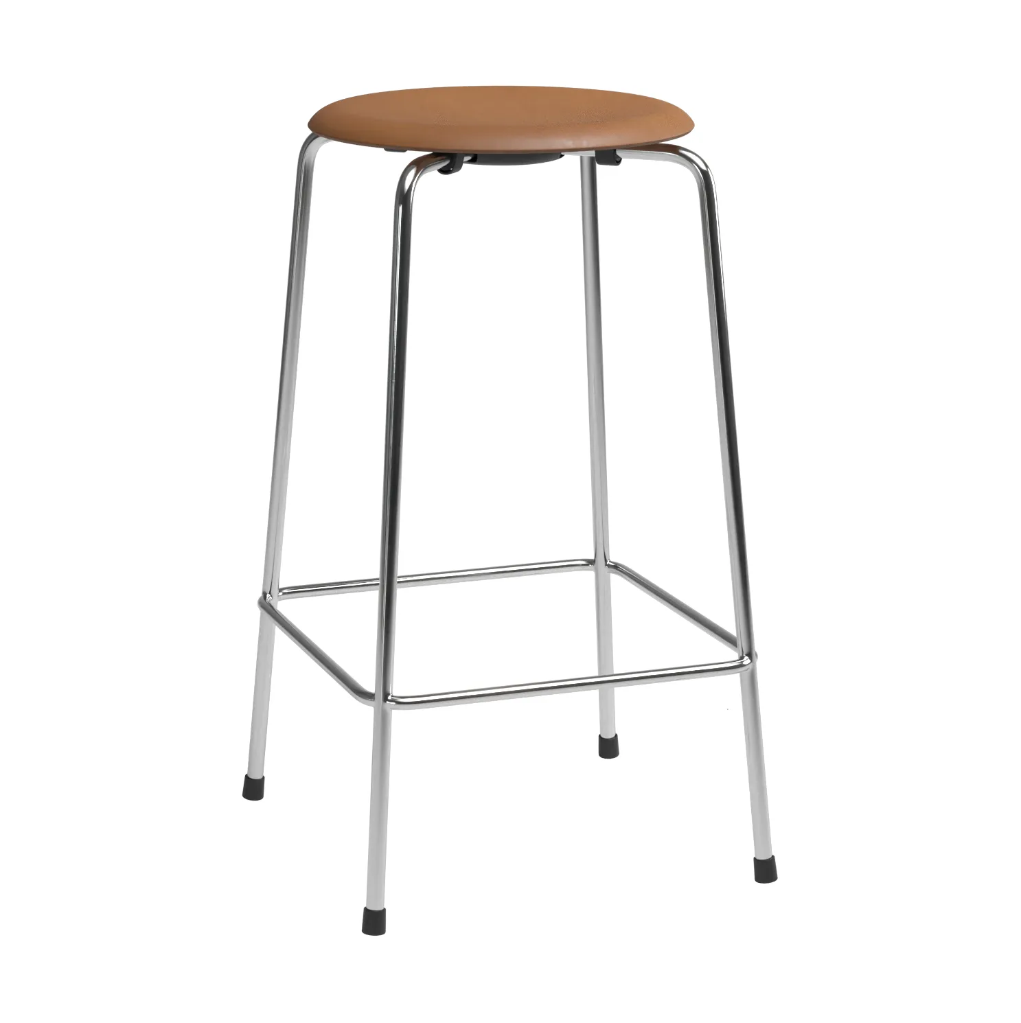 High Dot counter stool 4 ben, Wild walnut læder-krom Fritz Hansen