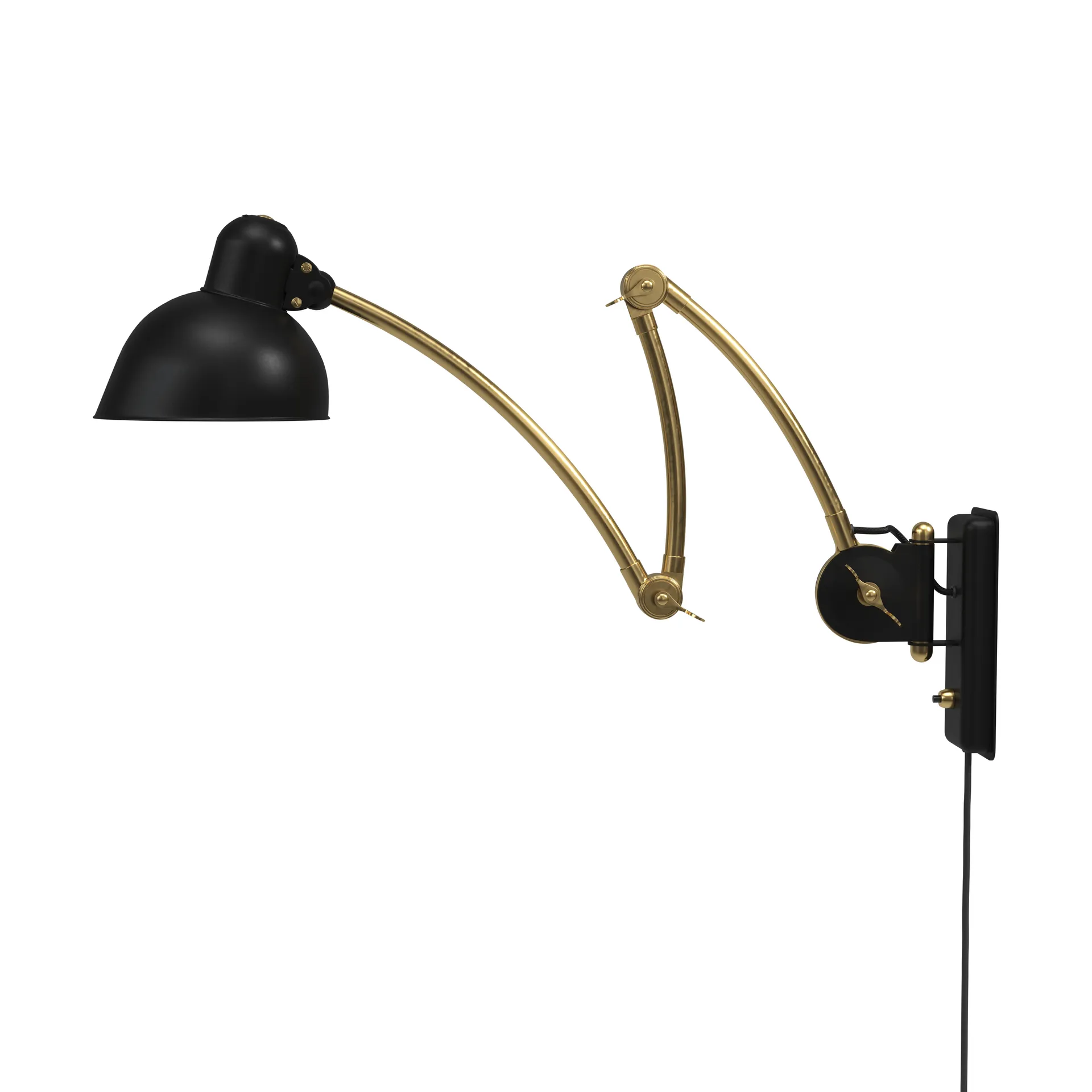 Kaiser Idell 6559-W væglampe, Matt black-brass Fritz Hansen