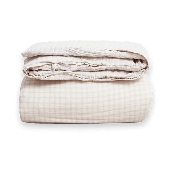 Gingham Sky Blue Muslin dynebetræk dobbeltseng - 240x220 cm - Garbo&Friends
