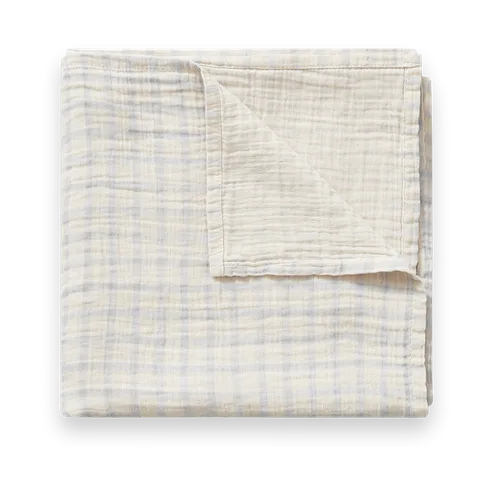 Gingham Sky Blue Muslin swaddle tæppe, 110x110 cm Garbo&Friends