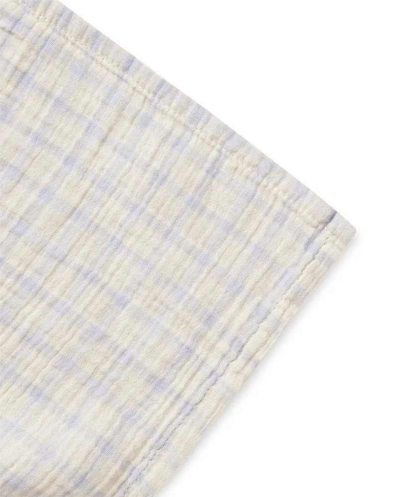 Gingham Sky Blue Muslin swaddle tæppe, 110x110 cm Garbo&Friends