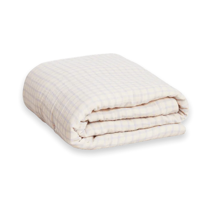 Gingham Sky Blue Muslin vatteret tæppe, 100x140 cm Garbo&Friends