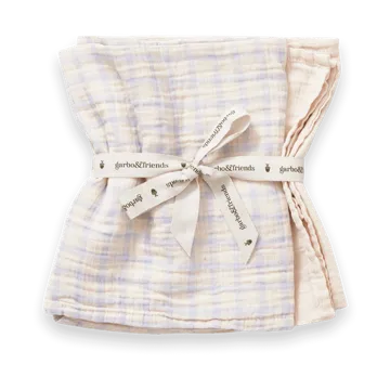 Gingham Sky Blue Musselin tæppe lille 2 dele - 60x60 cm - Garbo&Friends