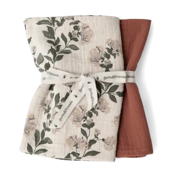 Honeysuckle Muslin tæppe lille 2 dele - 60x60 cm - Garbo&Friends