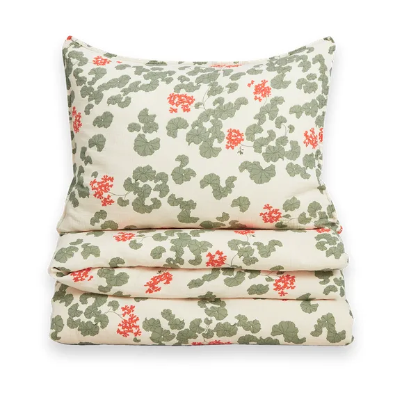 Pelargonium Muslin sengetøj, 150x210 cm/50x60 cm Garbo&Friends