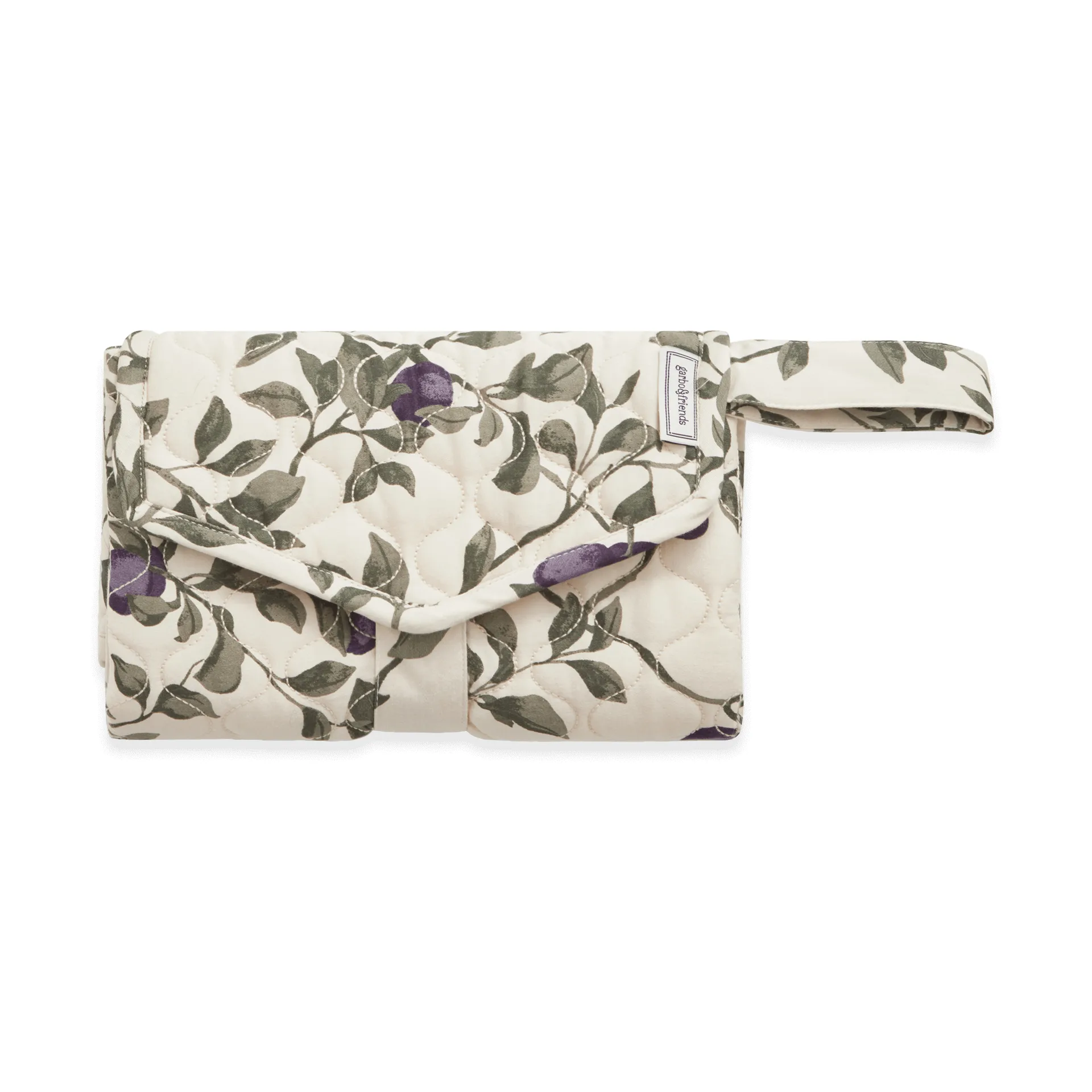 Plum satin quiltet change to go, bærbar puslepude, 46x80 cm Garbo&Friends