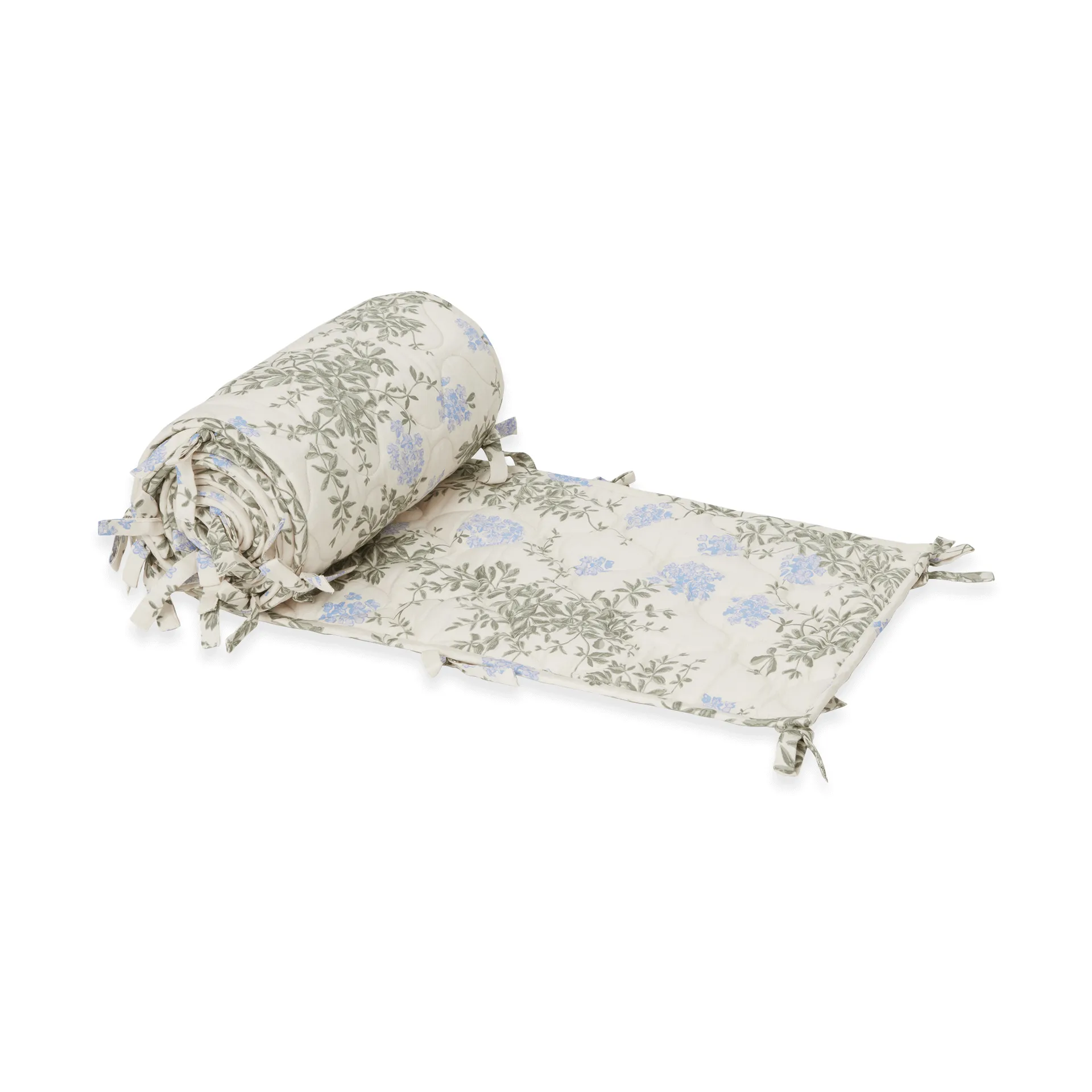 Plumbago satin quiltet tremmesengsbeskytter, 30x360 cm Garbo&Friends