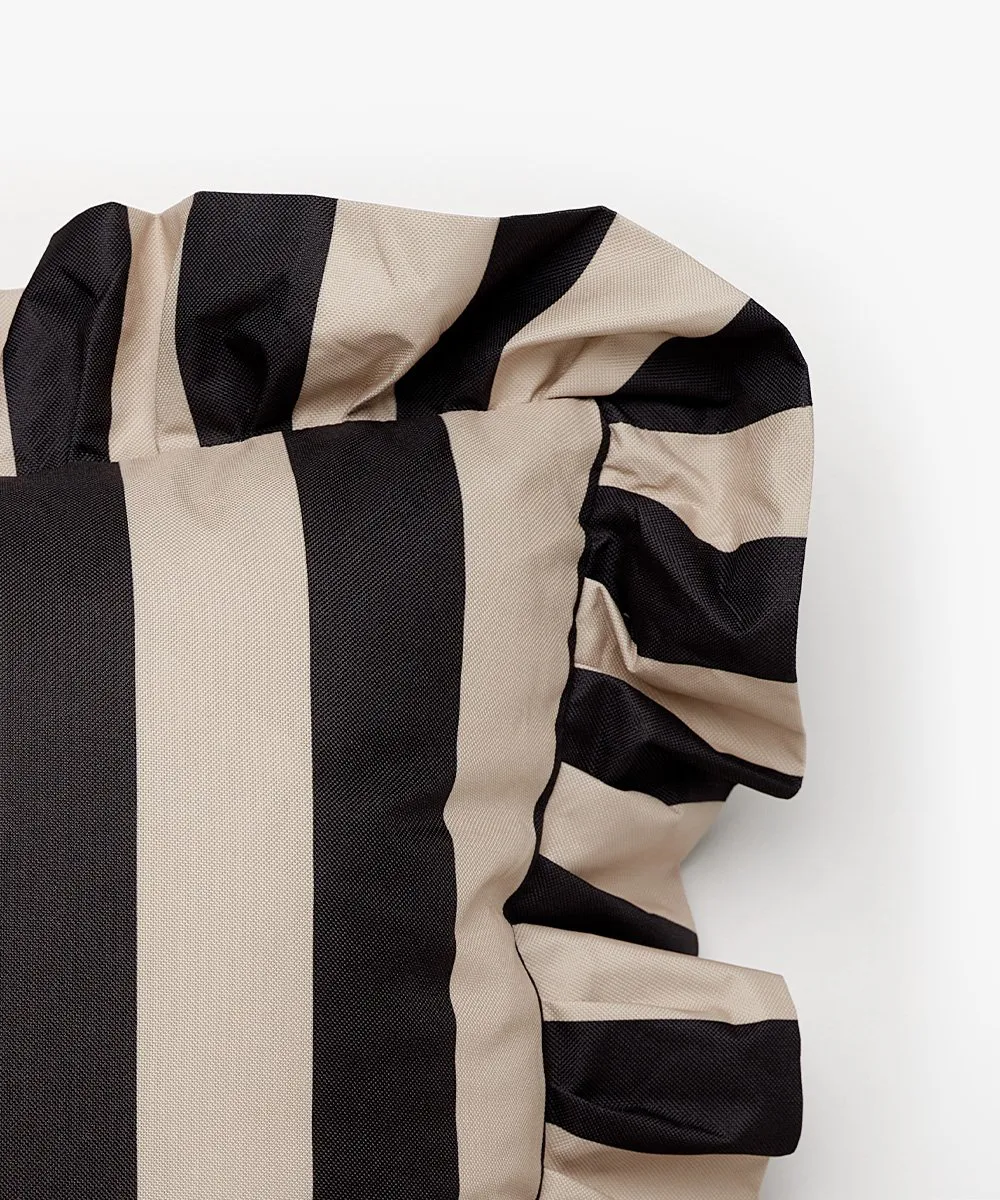 Garden Glory Outdoor pude med flæse 45x45 cm, Black-beige Garden Glory