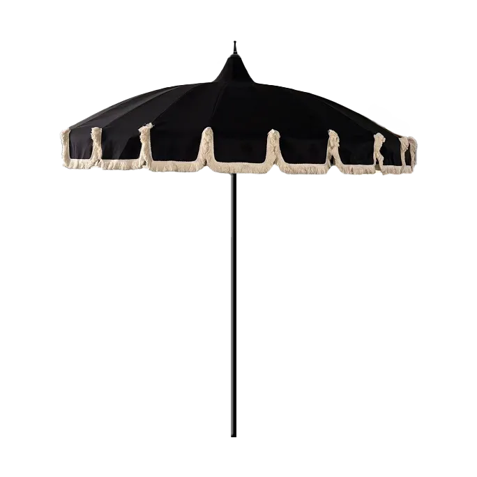 Garden Glory parasol, Black fringe Garden Glory
