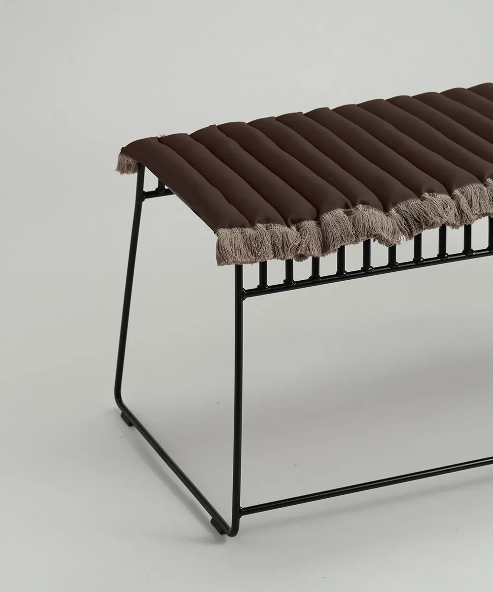 Garden Glory siddehynde med frynser, Brun, beige frynse, 38x120 cm Garden Glory