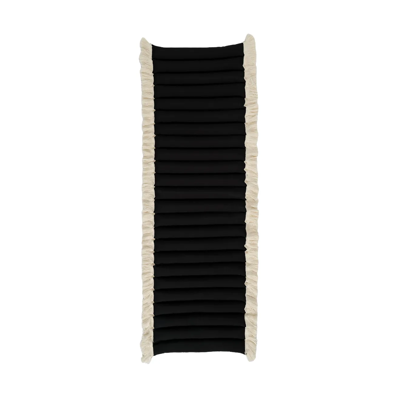 Garden Glory siddehynde med frynser, Sort, offwhite frynse, 38x120 cm Garden Glory