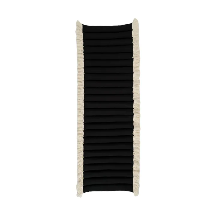 Garden Glory siddehynde med frynser - Sort, offwhite frynse, 38x120 cm - Garden Glory