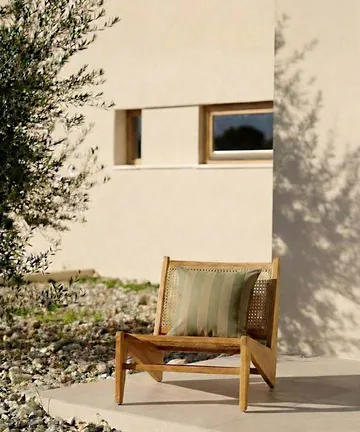 Garden Glory stribet pude - Eukalyptusgrøn-beige, 50x50 cm - Garden Glory