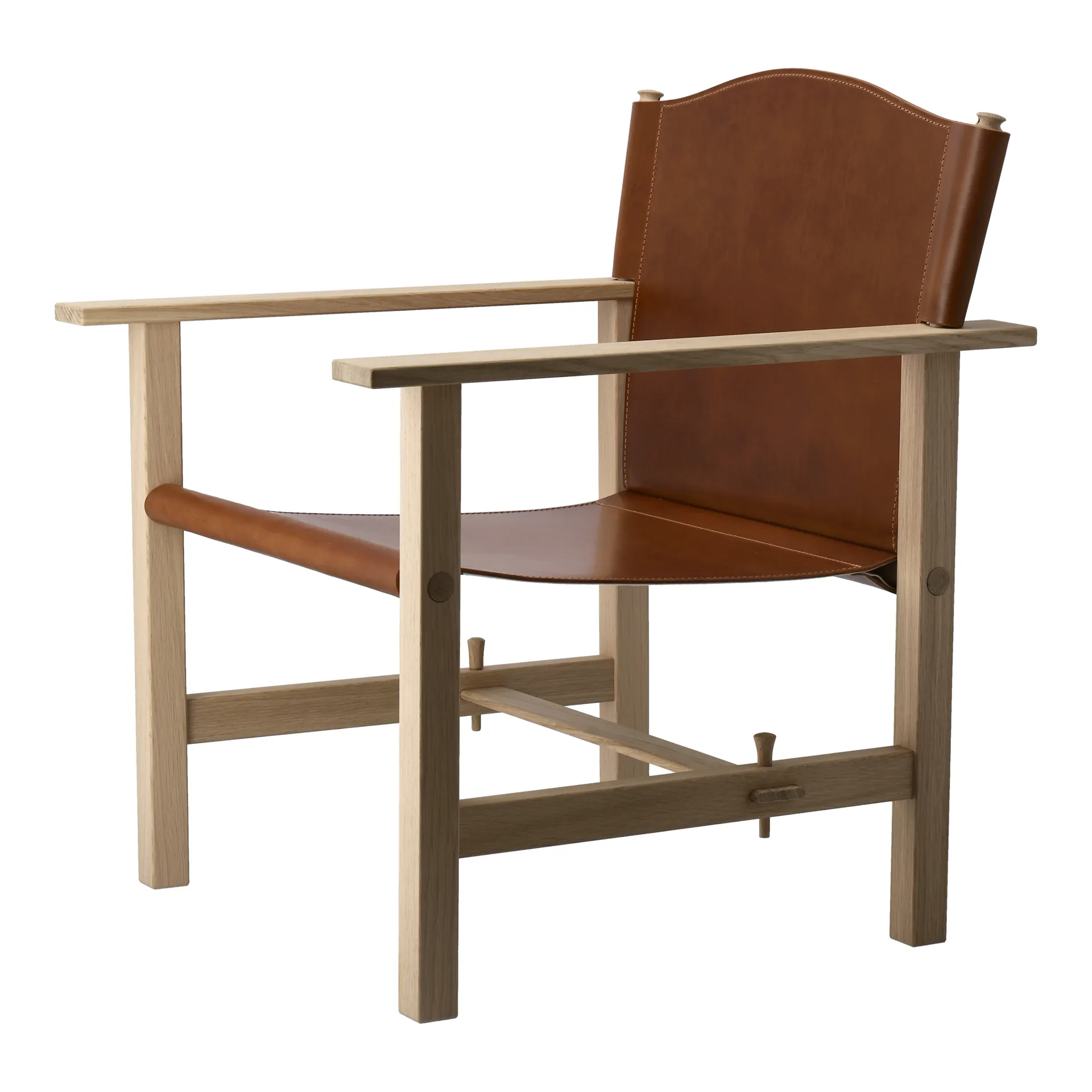 Ferdinand lænestol, Ubehandlet eg-Tärnsjö læder cognac Gärsnäs