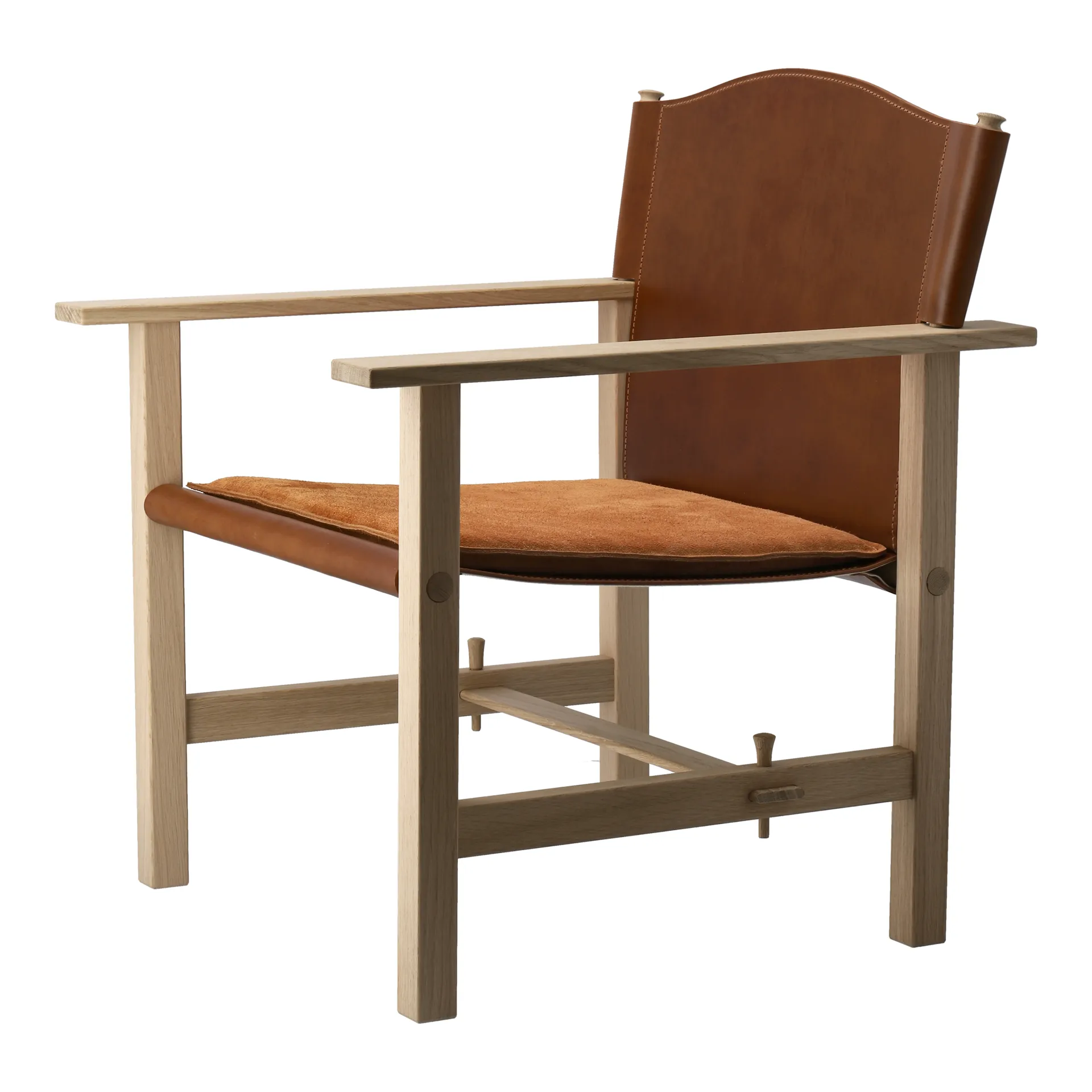 Ferdinand lænestol, Ubehandlet eg-Tärnsjö læder cognac Gärsnäs