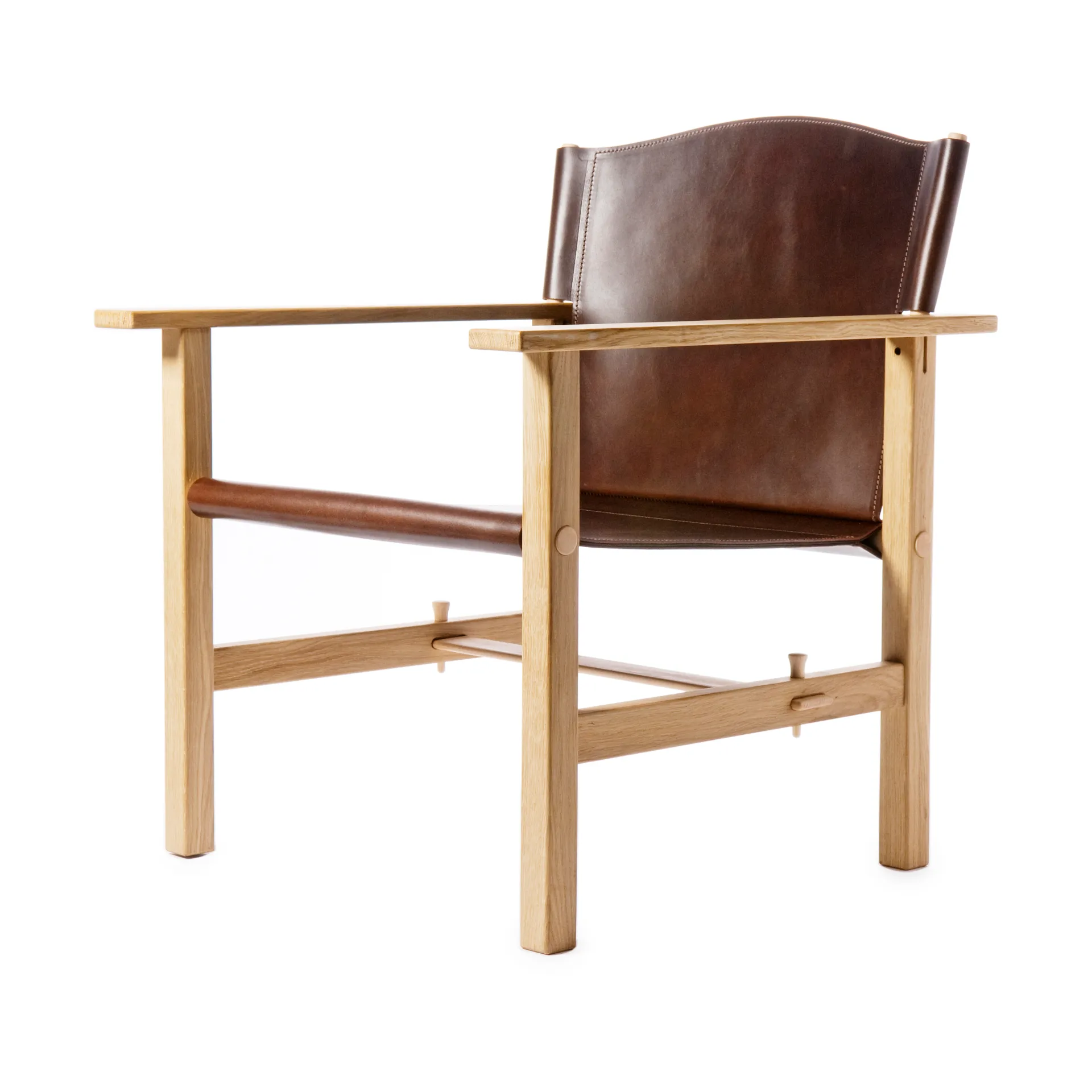 Ferdinand lænestol, Ubehandlet eg-Tärnsjö læder mørkebrun Gärsnäs
