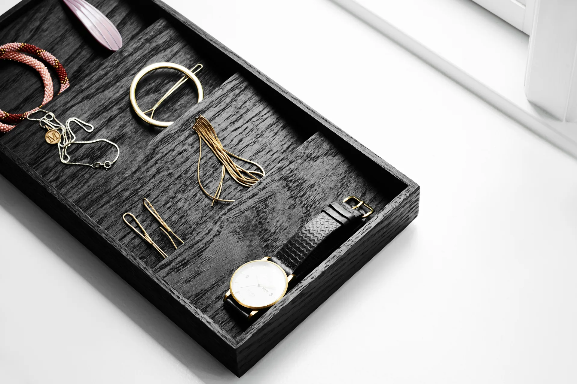 Duune organizer 4 opbevaringsbakker, Sort Gejst