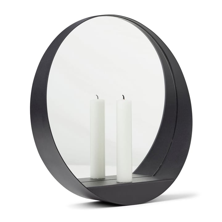 Glim spejl/lysestage Ø28 cm, Sort Gejst