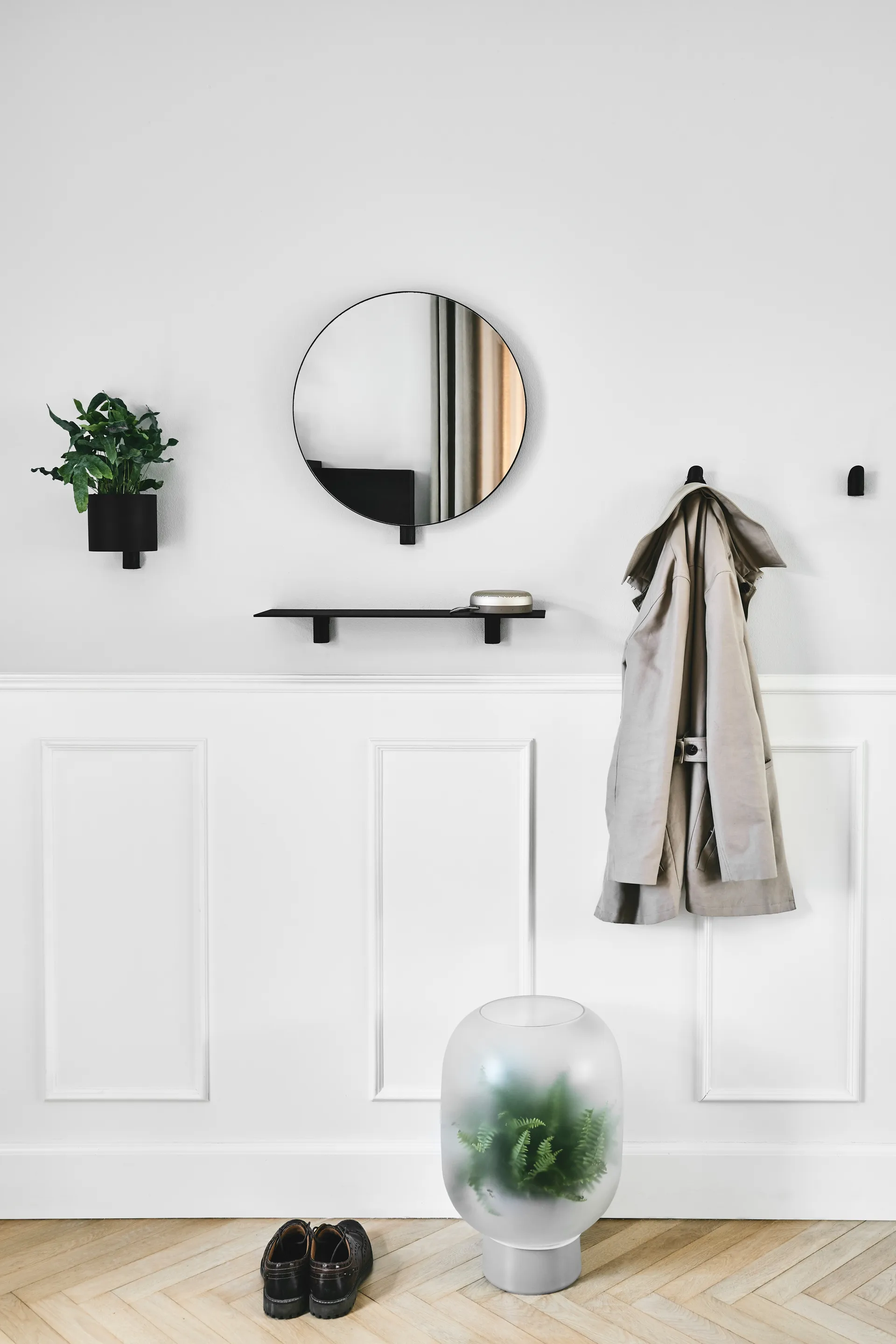 Kollage blomsterkrukke Ø14 cm, Sort/Eg Gejst