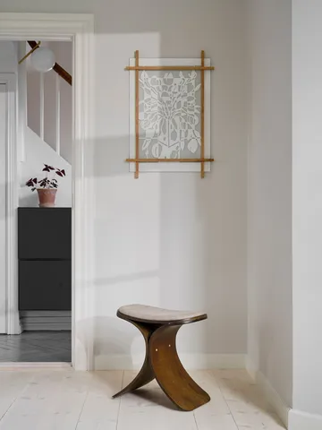 Luno skammel 48x28x72 cm - Mørk eg-mørk beige tekstil - Gejst