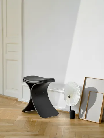 Luno skammel 48x28x72 cm - Sort eg-sort læder - Gejst