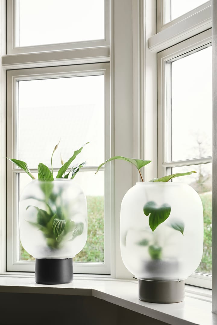Nebl krukke med frosted glas Ø26 cm, Sort Gejst