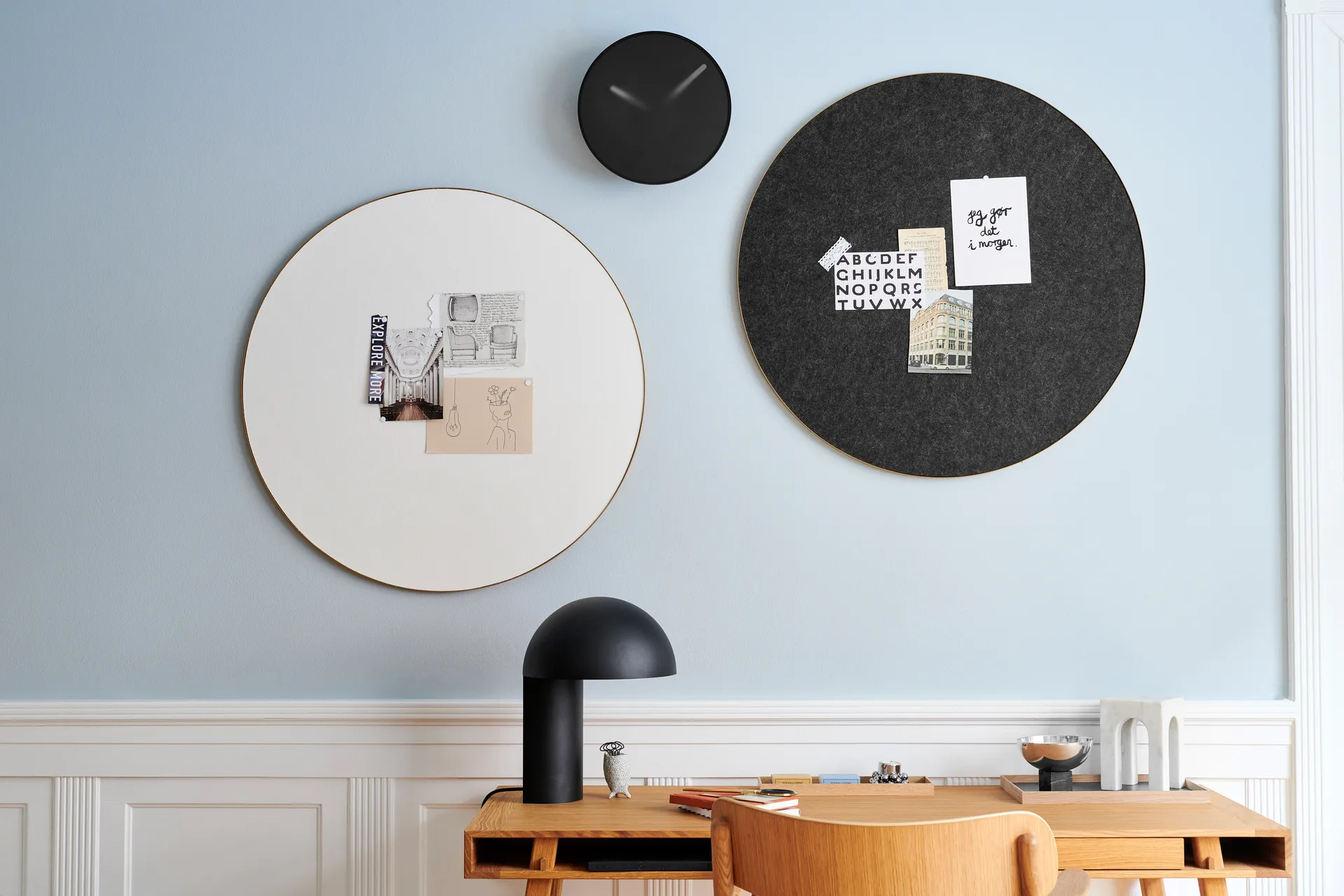 Retell pinboard opslagstavle Ø80 cm, Hvid/Messing Gejst