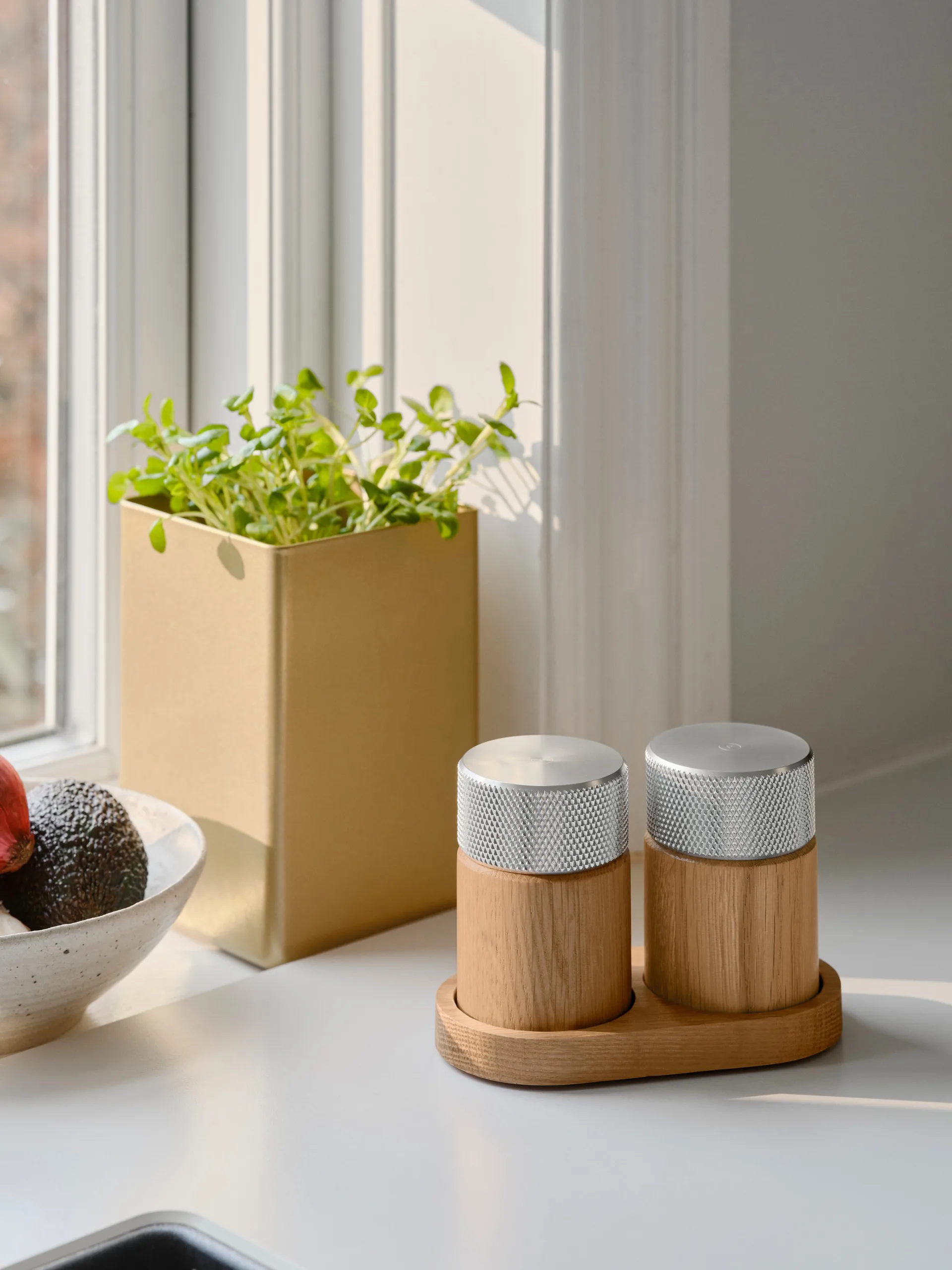 Sina salt- og peberkværn 6 cm, Eg-stål Gejst