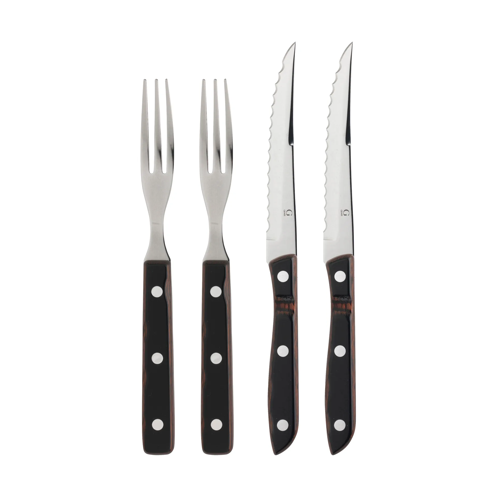 Gense Old Farmer Classic grillbestik, 4 dele, 2+2 rødbrun Gense
