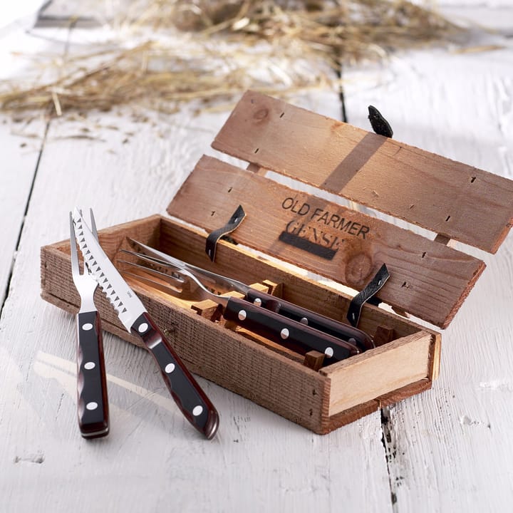 Gense Old Farmer Classic grillbestik, 4 dele, 2+2 rødbrun Gense