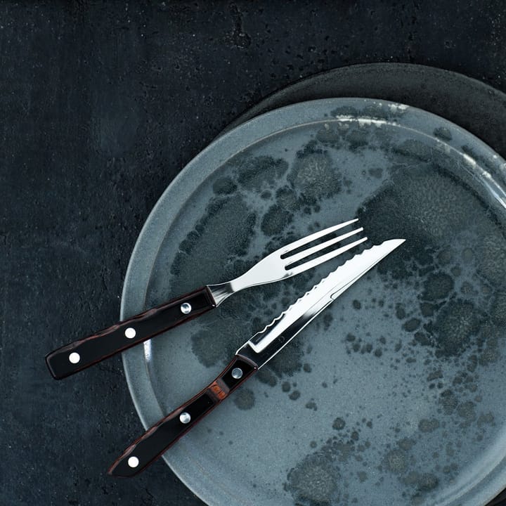 Gense Old Farmer Classic grillbestik, 4 dele, 2+2 rødbrun Gense