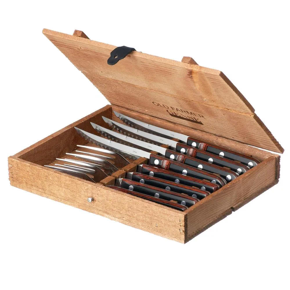 Gense Old Farmer Classic grillbestik, 8 dele, 4+4 rødbrun Gense