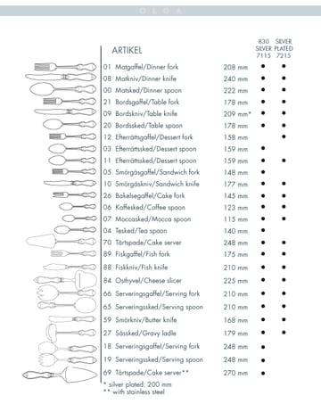 Olga bestik sølv plet - bordgaffel - Gense