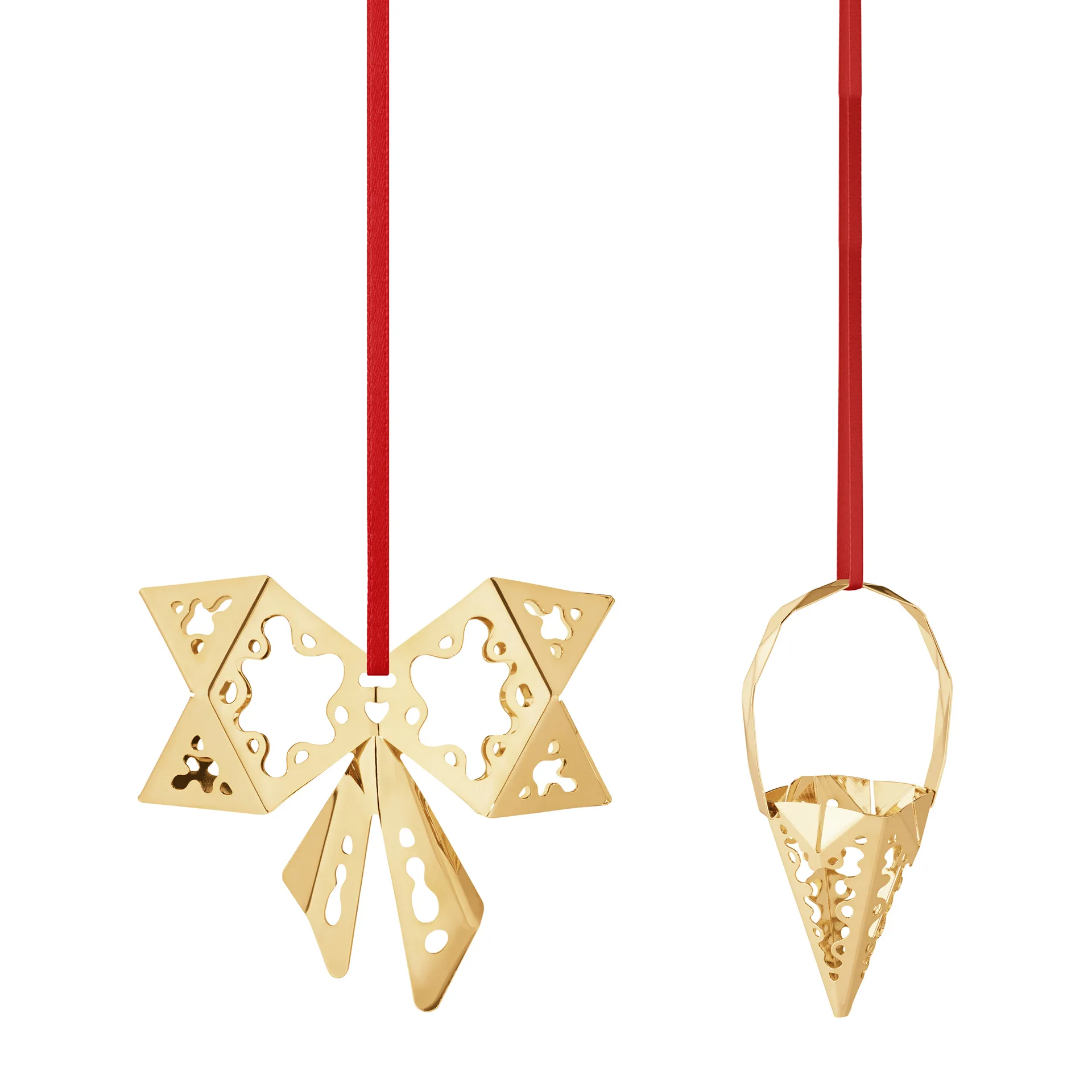 2022 Bow & Cone juleophæng 2 dele, Forgyldt Georg Jensen