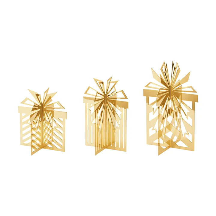 2025 års julepynt til bordet, julegave 3 dele - Guldpläteret rustfrit stål - Georg Jensen