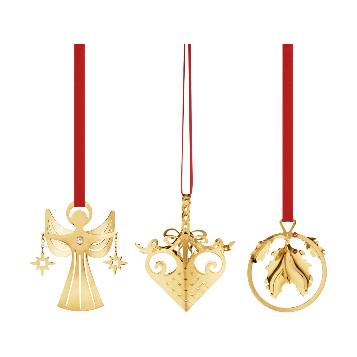 2026 julemobilsæt miniatyr, Guld, 3 dele Georg Jensen