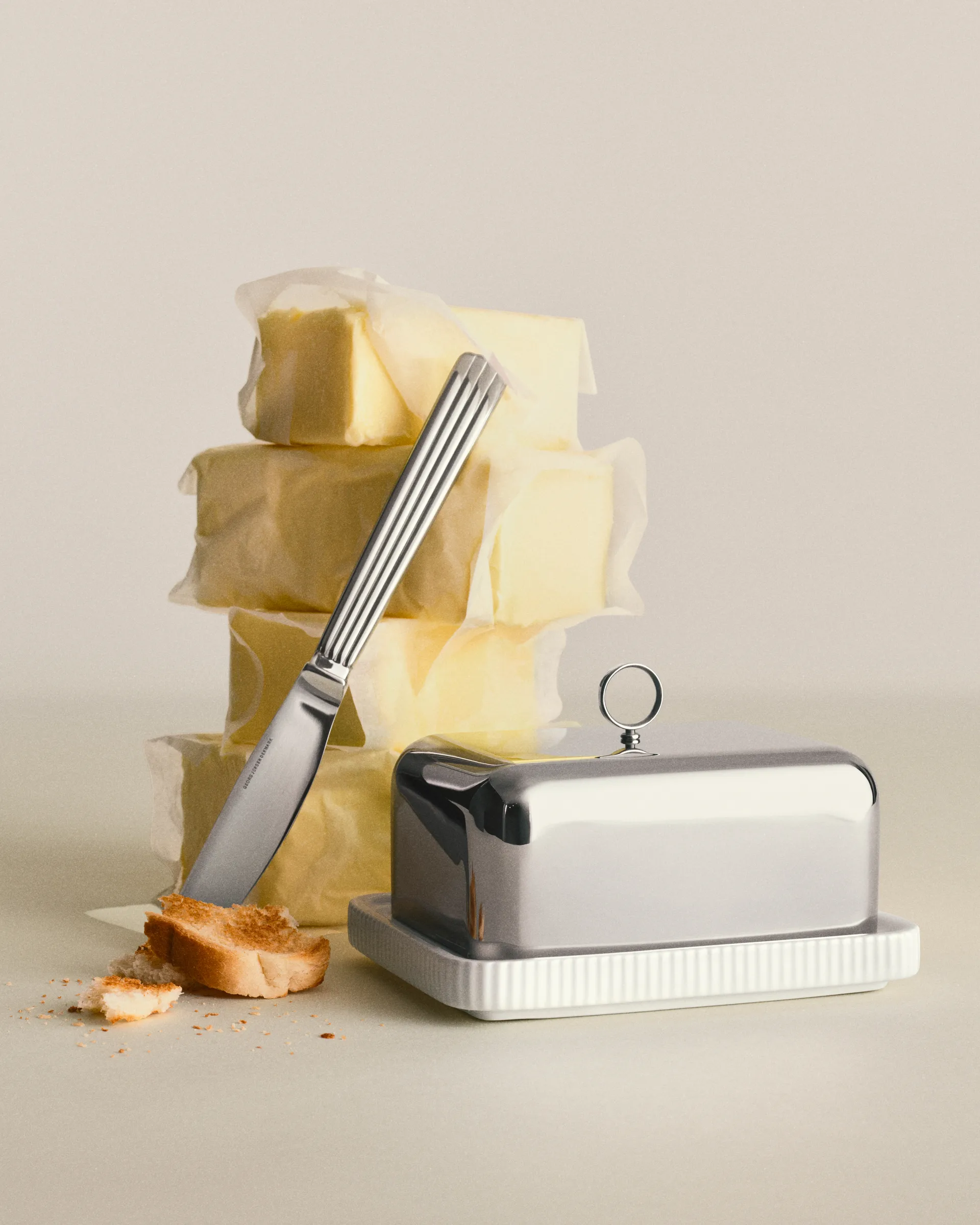 Bernadotte smørskål 11,2x14,7 cm, Rustfrit stål Georg Jensen