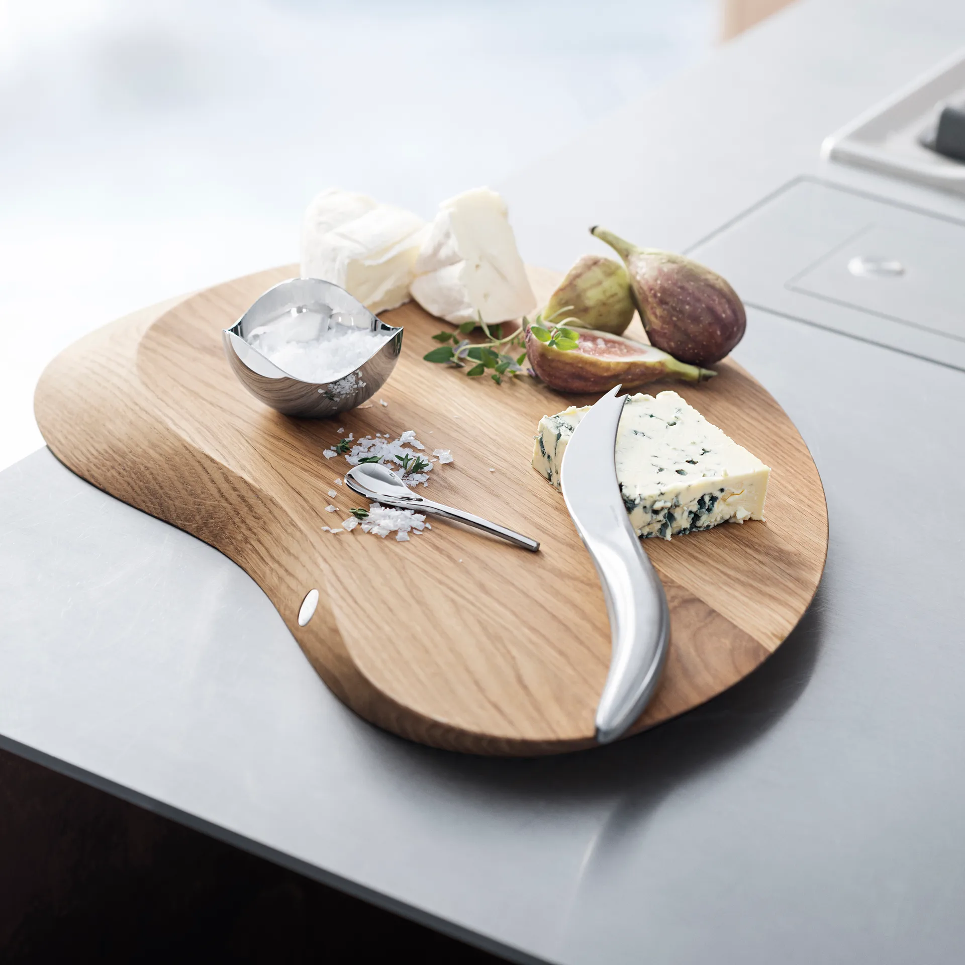 Bloom saltkar med ske, rustfrit stål Georg Jensen