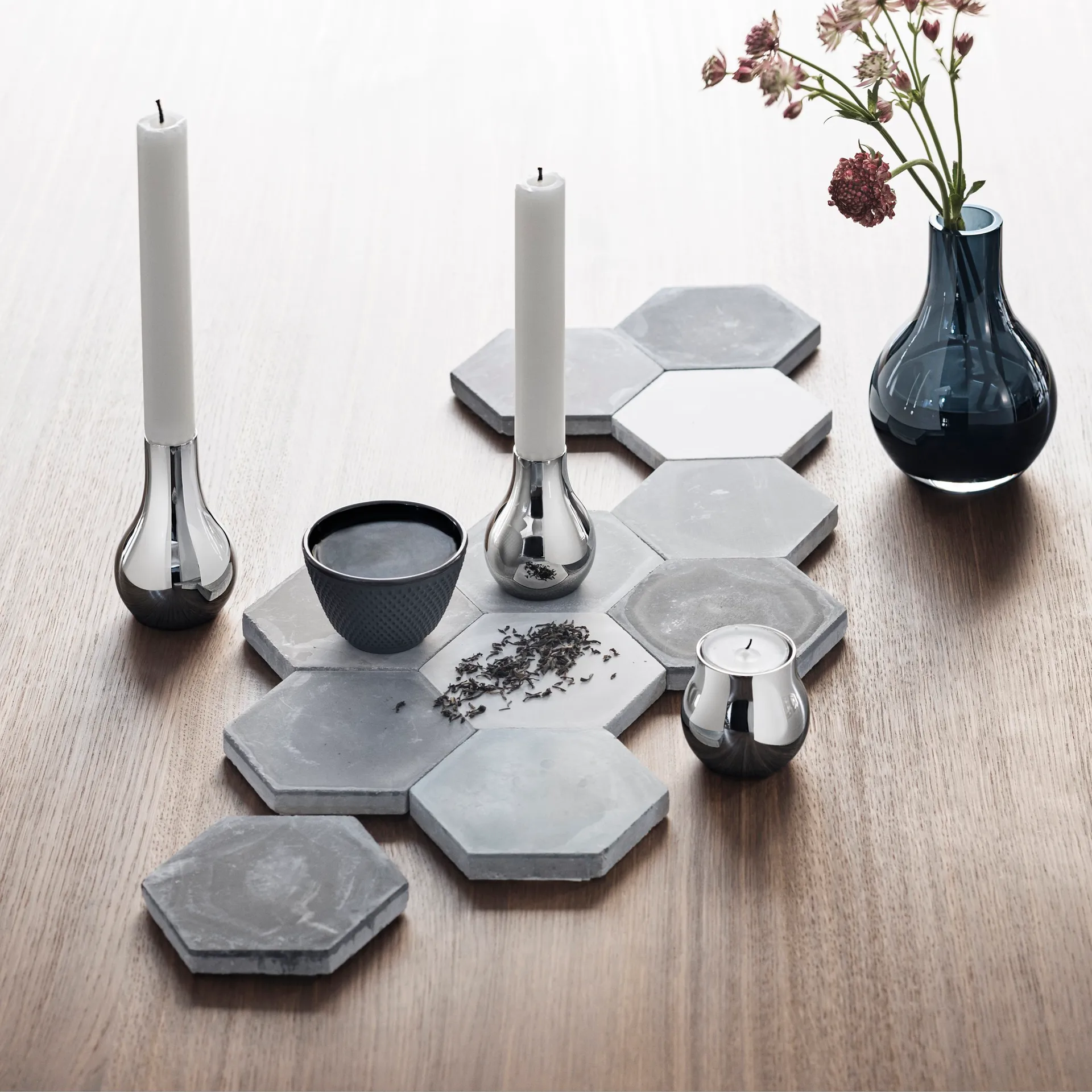 Cafu lysestage 2 stk, rustfrit stål Georg Jensen
