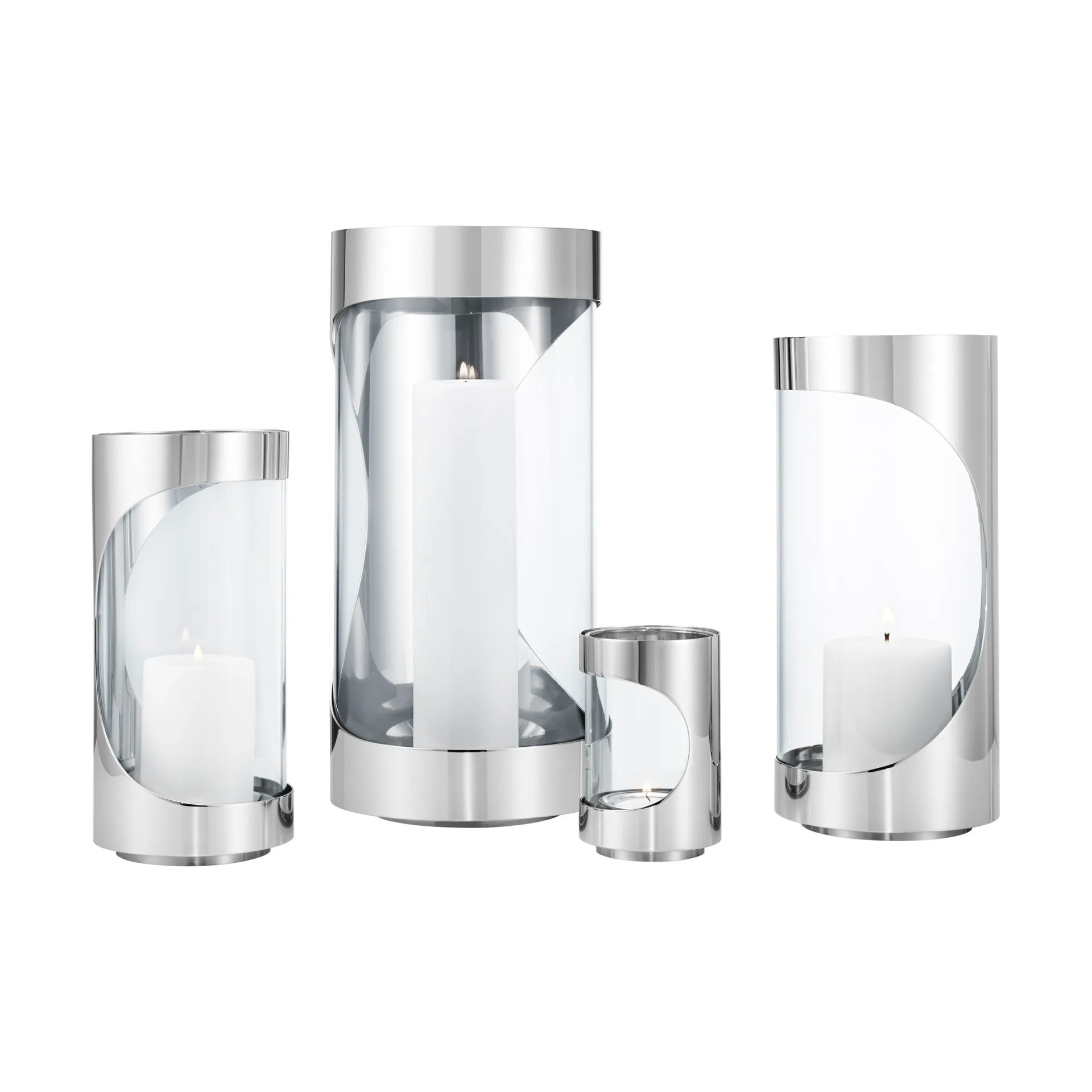 Chrome contours hurricane fyrfadsstage 28 cm, Rustfrit stål Georg Jensen