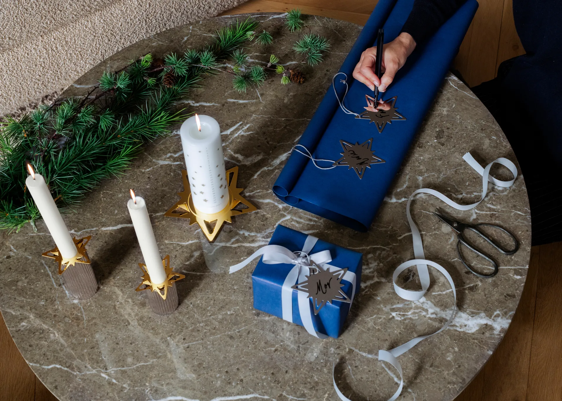 Classic christmas star bordkort 4-pak, Sølv Georg Jensen