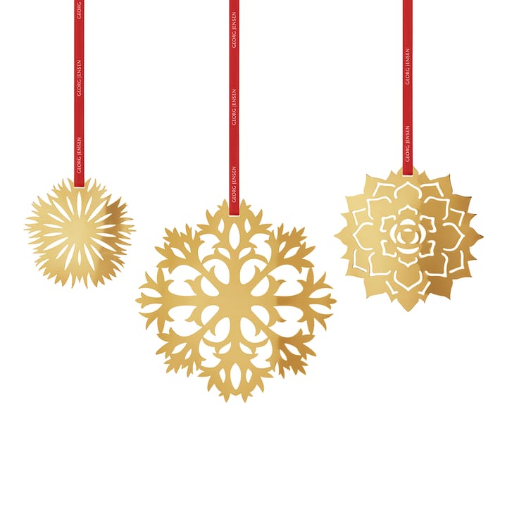 Ice Flower julepynt 3 dele - Forgyldt - Georg Jensen