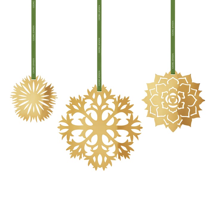 Ice Flower julepynt 3 dele - Forgyldt - Georg Jensen